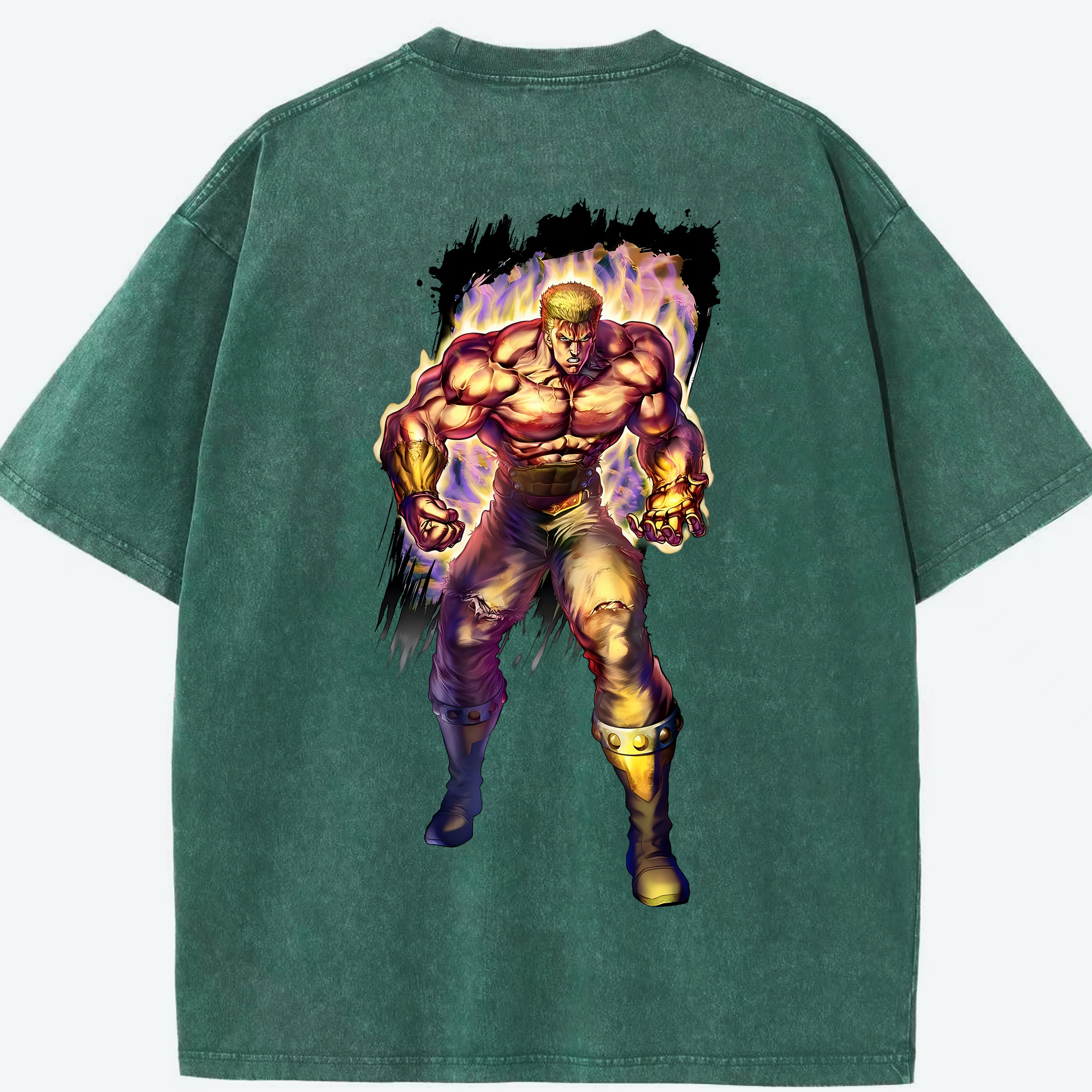 （画像用） 北斗の拳 Fist of the North Star 綿100% ヴィンテージ風 半袖Tシャツ（背面プリント）